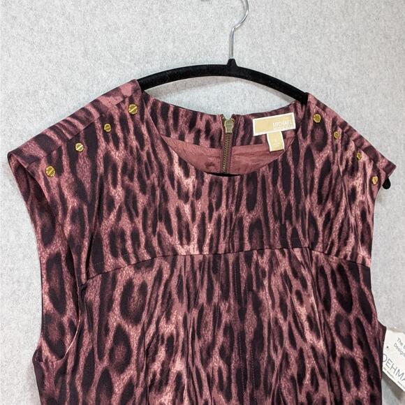 NWT Michael Kors Sheath Dress Purple Animal Print Knee Length Women’s Sz 8 - Picture 14 of 16